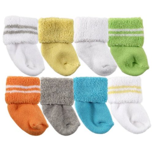 Luvable Friends Unisex Baby Socks, Yellow, Yellow 8-pack, Size 6-12 ...