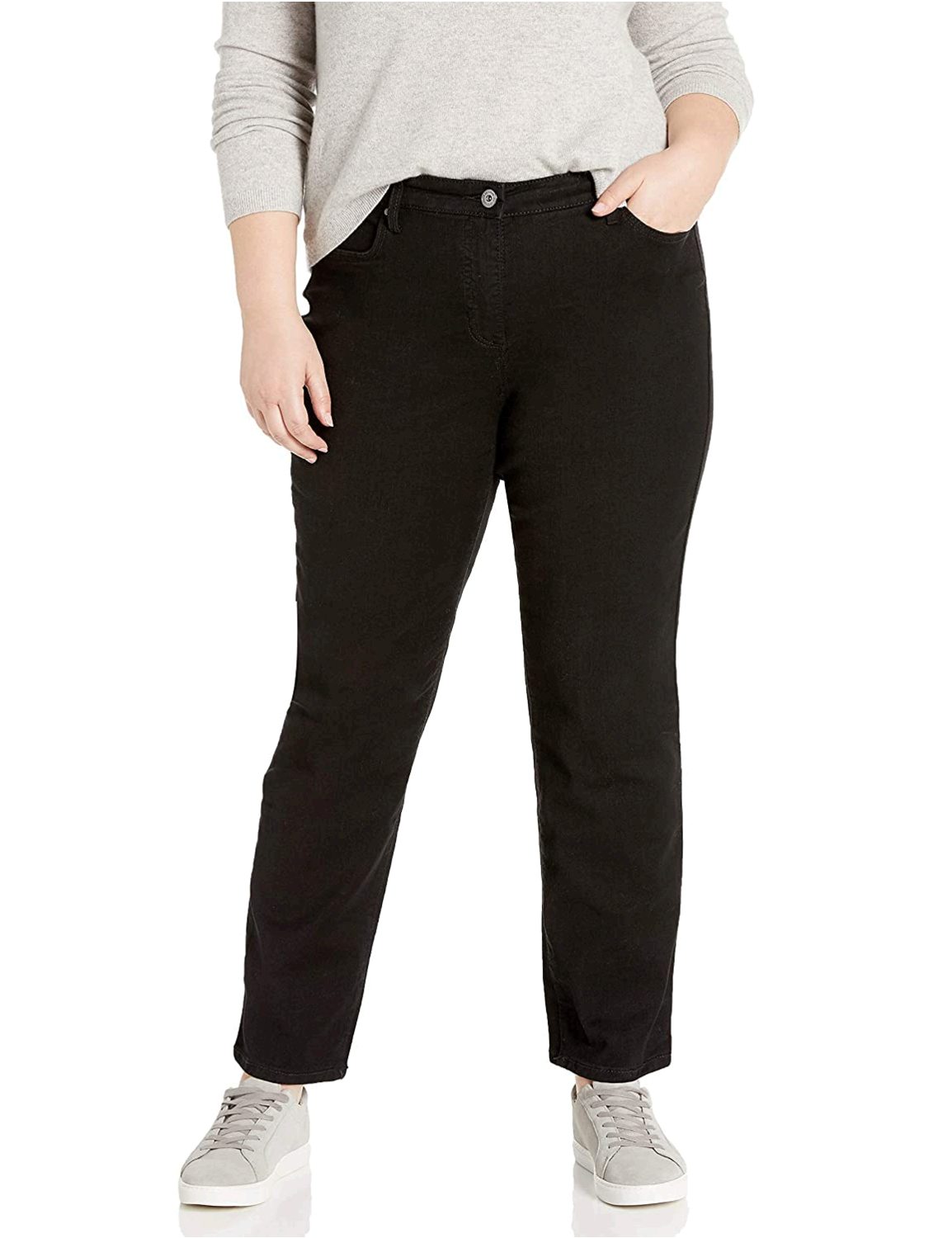 Bandolino Women's Plus Size Mandie 5 Pocket Jean,, Saturated Black ...