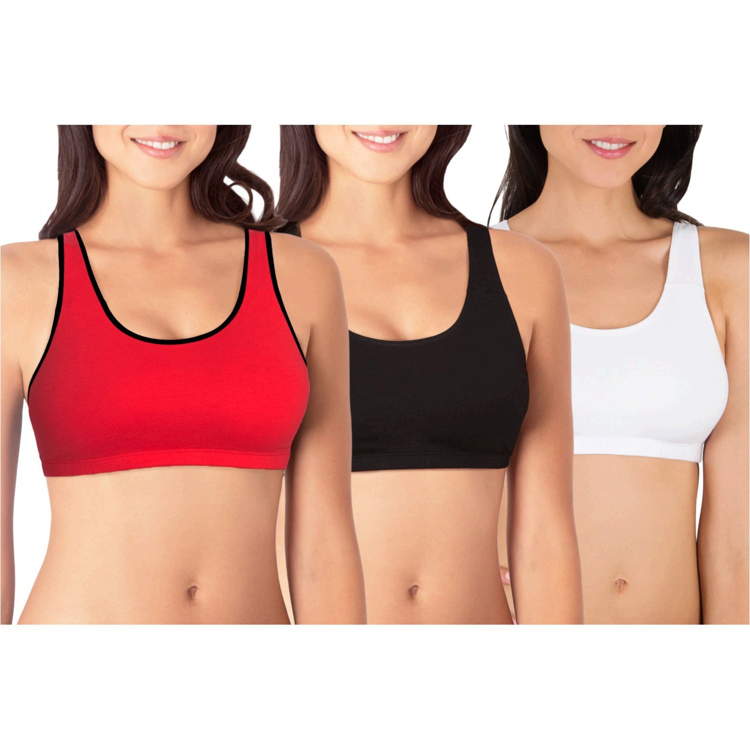 Fruit of the Loom Womens Built-up Sports Bra, Red Hot with, MultiColor