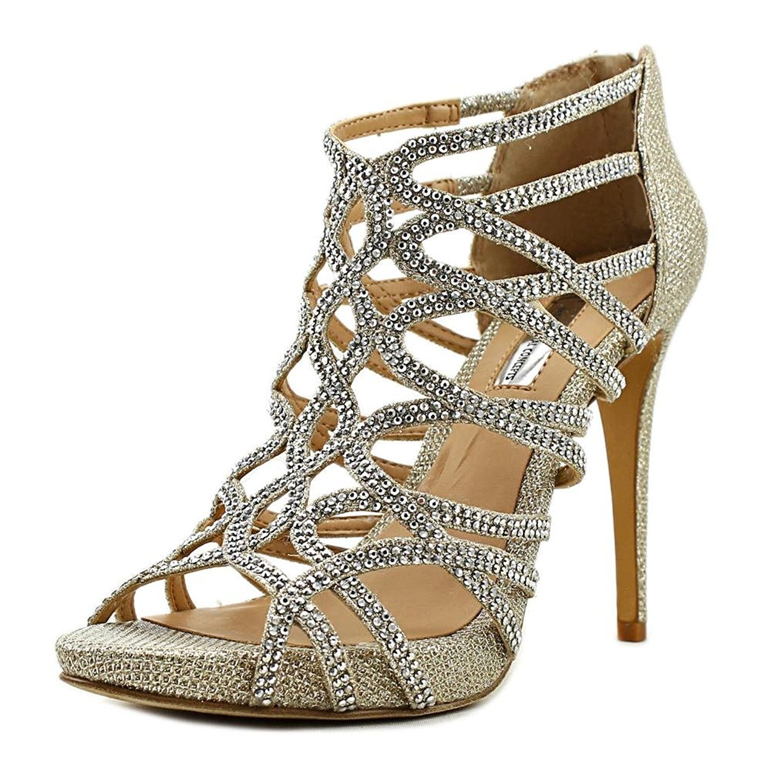 champagne peep toe flats