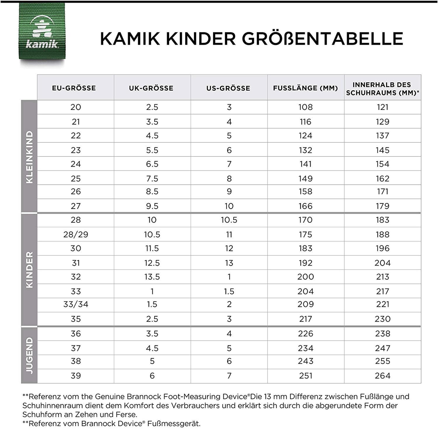 Kamik Boots Size Chart