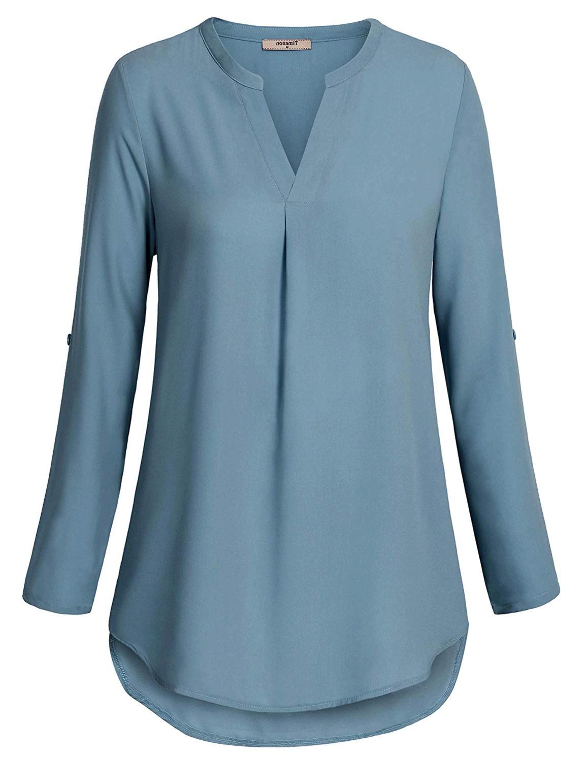 Timeson Womens Professional Blouses Womens Blouses,, Blue Gray, Size ...