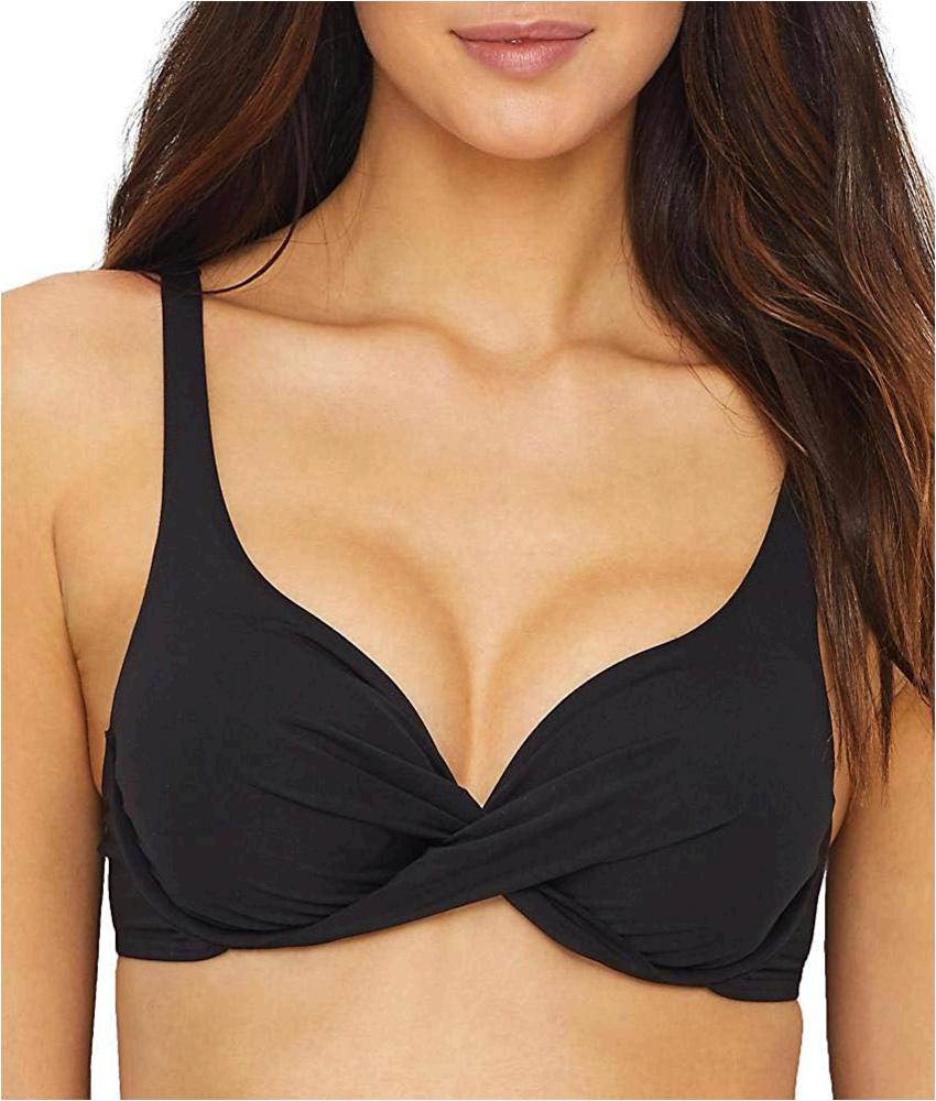 Anne Cole Women's Over The Shoulder Underwire Twist Sexy, Black, Size