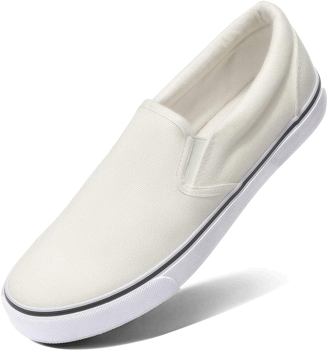 CAMEL CROWN Men's Slip on Canvas Sneakers Casual Skate Shoes, White ...