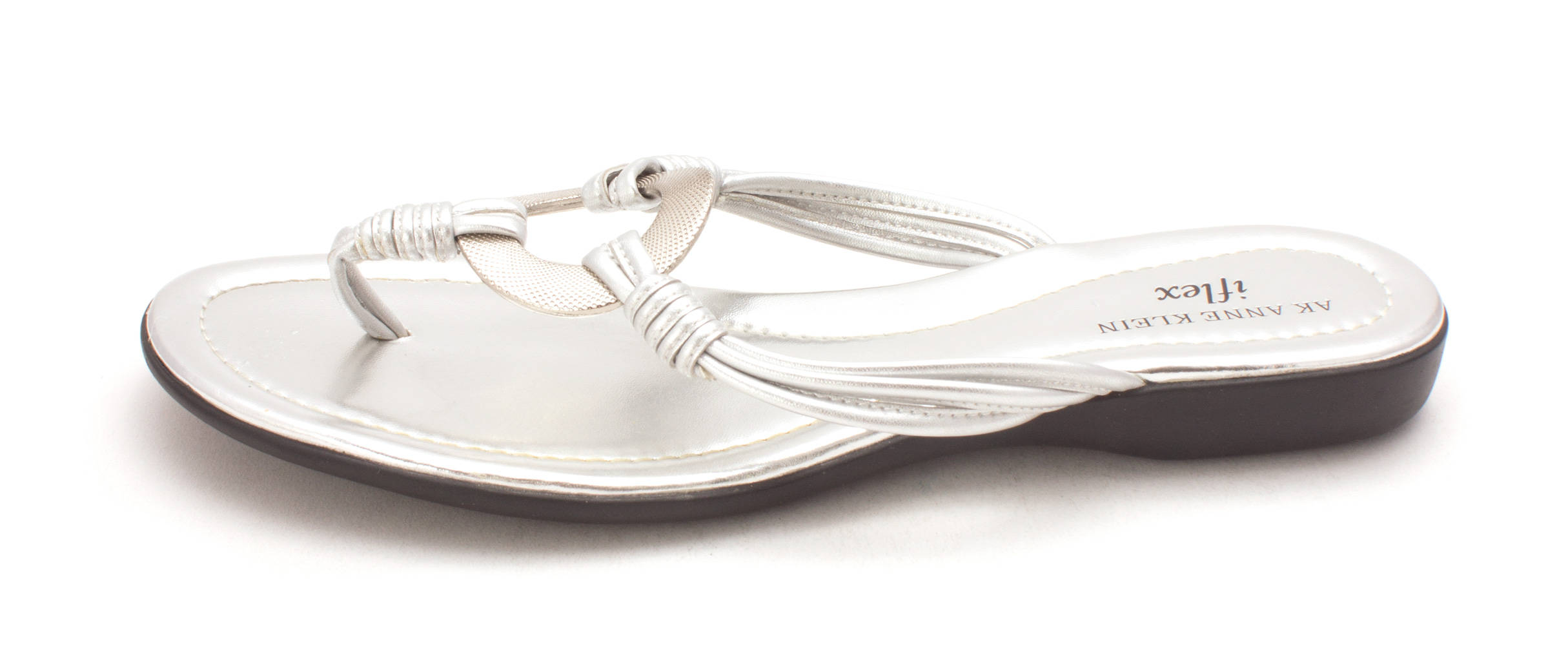 Anne Klein Womens Voice Split Toe Casual TStrap Sandals Silver Sy Size 90 Anne Klein Womens Voice Split Toe Casual TStrap Sandals Silver Sy Size 90