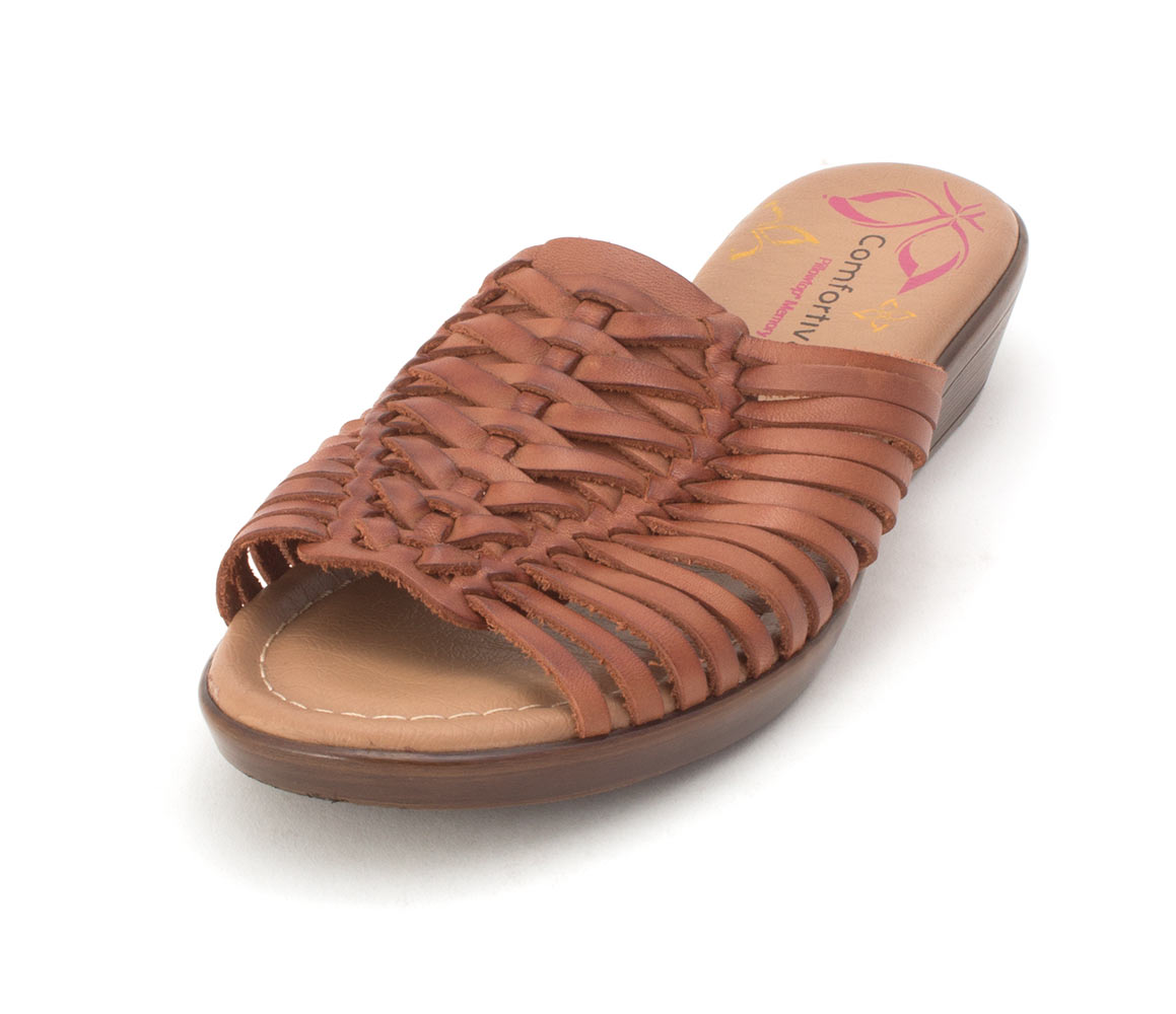 White Comfortiva Womens Felida Leather Open Toe Casual Slide Sandals Size 9.5