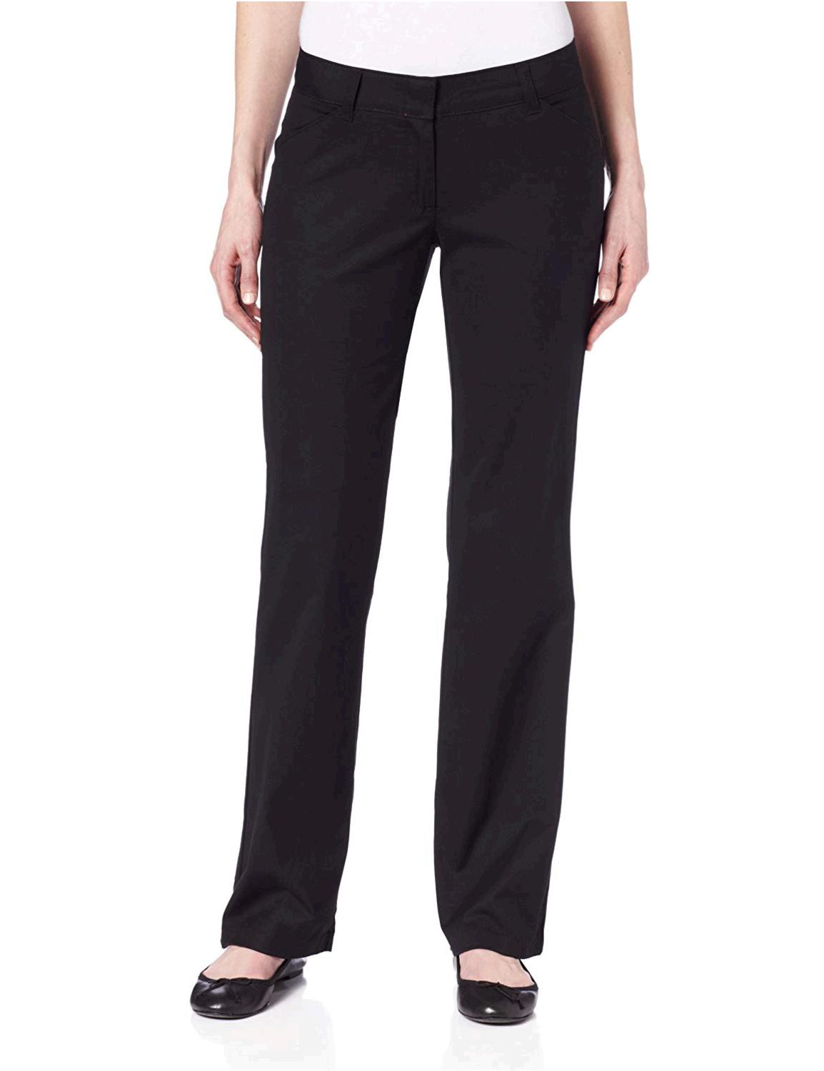 Dickies Women's Relaxed Fit Straight Leg Twill Pant, Black, 16, Black ...