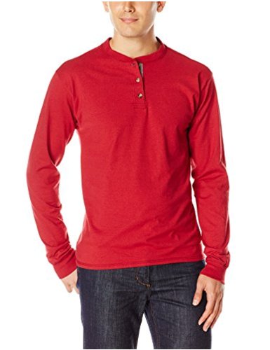 hanes men's long sleeve beefy henley shirt