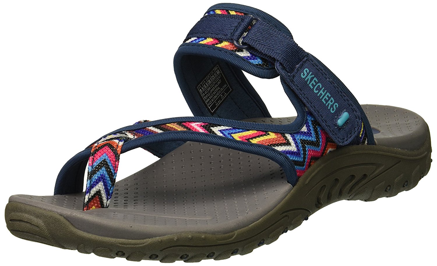 Skechers Womens Reggae Open Toe Walking Sport Sandals, Navy/Multi, Size ...