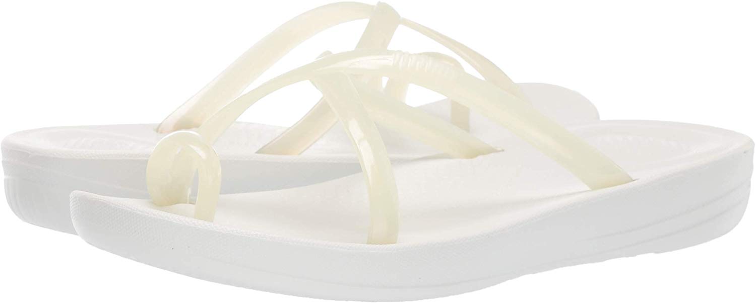 FitFlop Women's Iqushion Wave Pearlised Cross Slides, Urban White, Size ...