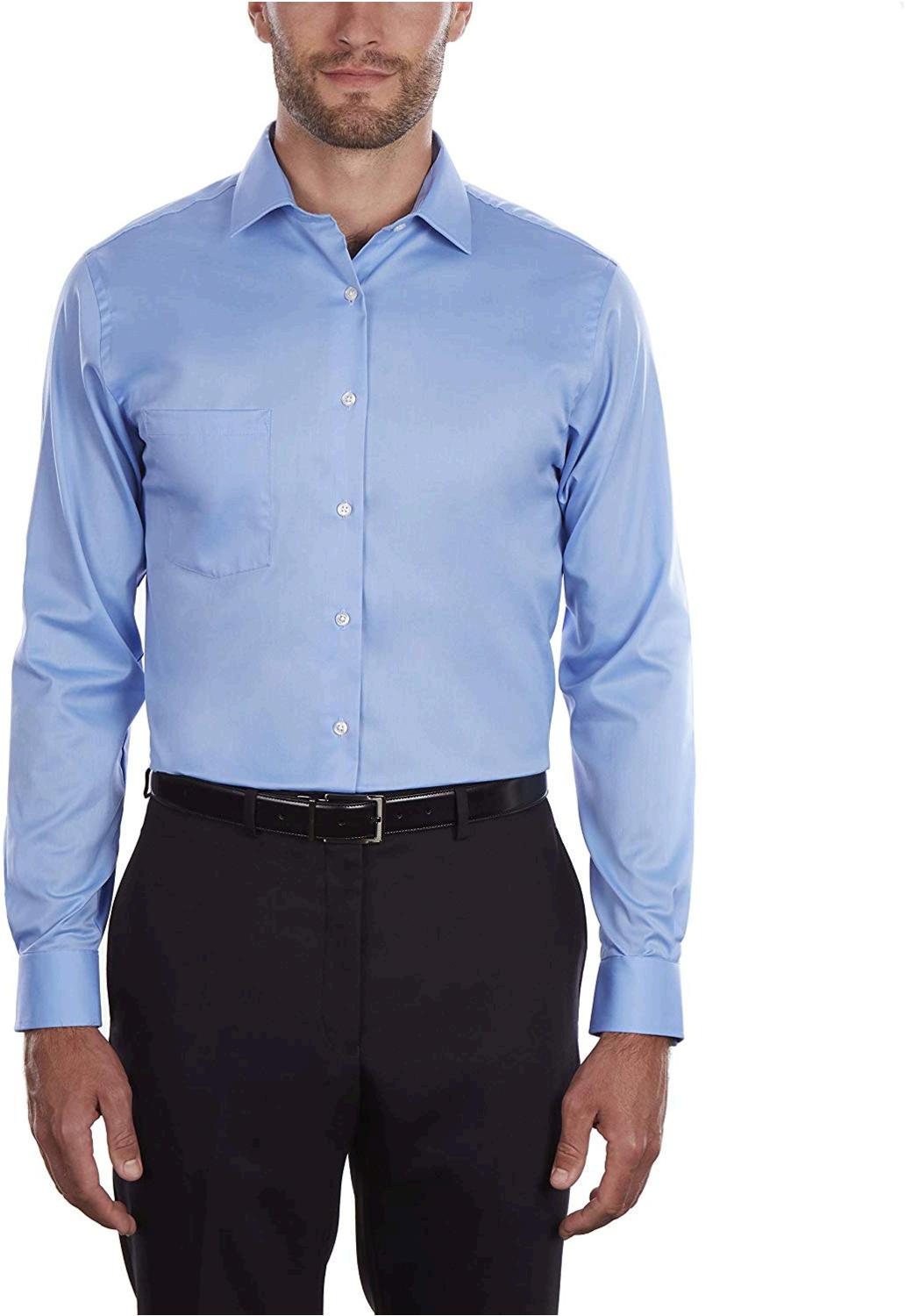 Van Heusen Men's Dress Shirt Regular Fit Flex Collar, Blue Frost, Size ...