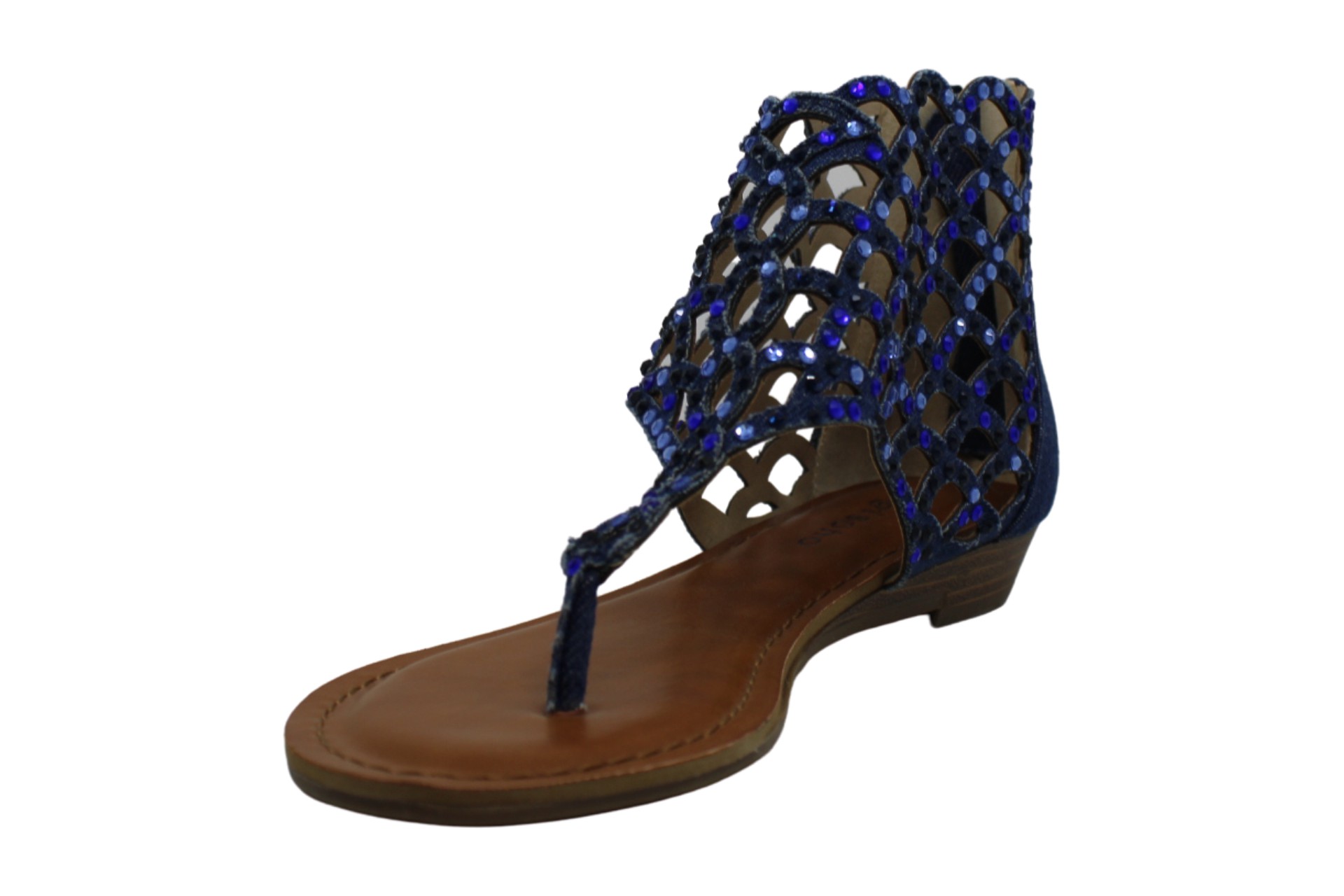 Zigi Soho Womens melaa Fabric Open Toe Casual T-Strap Sandals, Blue, Size 7.0 | eBay