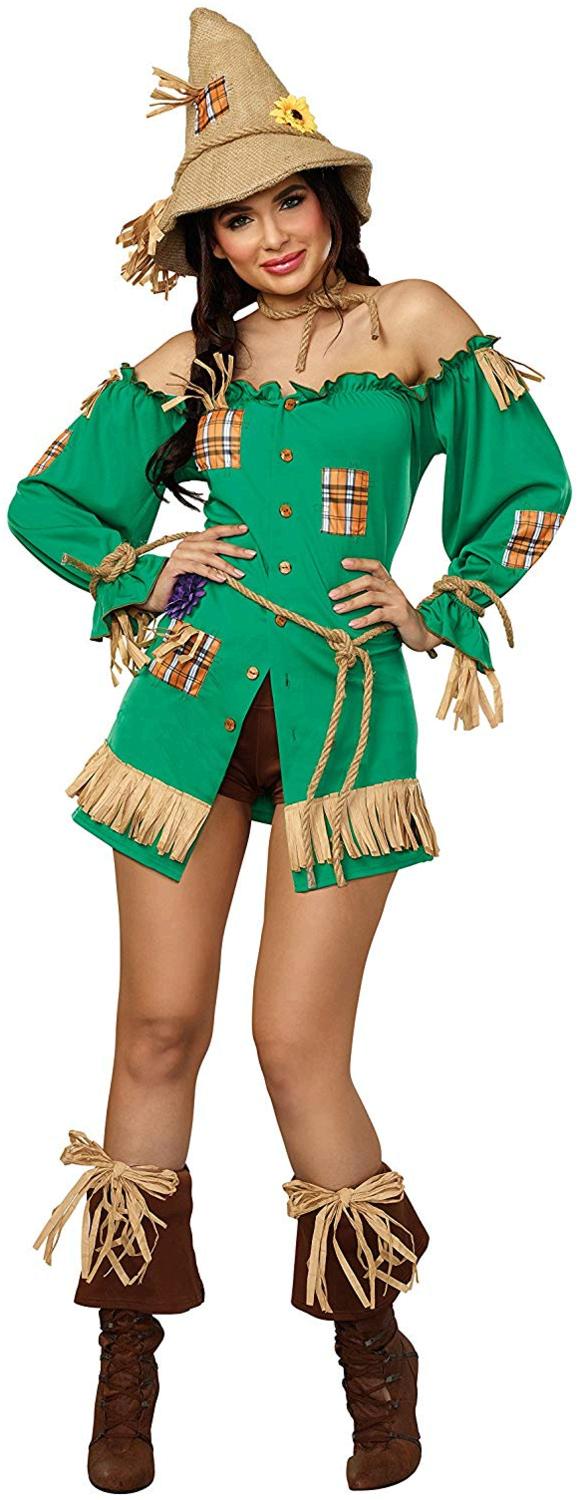 Dreamgirl Women's Storybook Scarecrow Costume Dress, Green,, Green ...