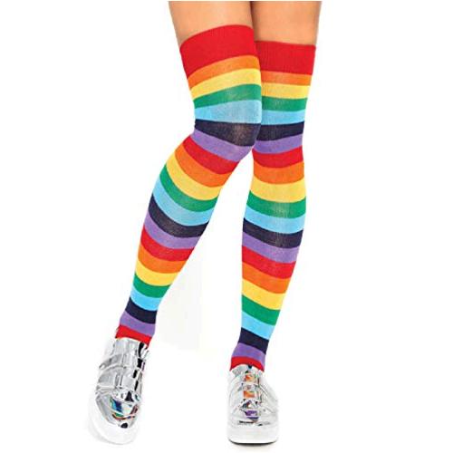 Leg Avenue Women's Rainbow Pride Festival Thigh Highs, Multi, Size One ...