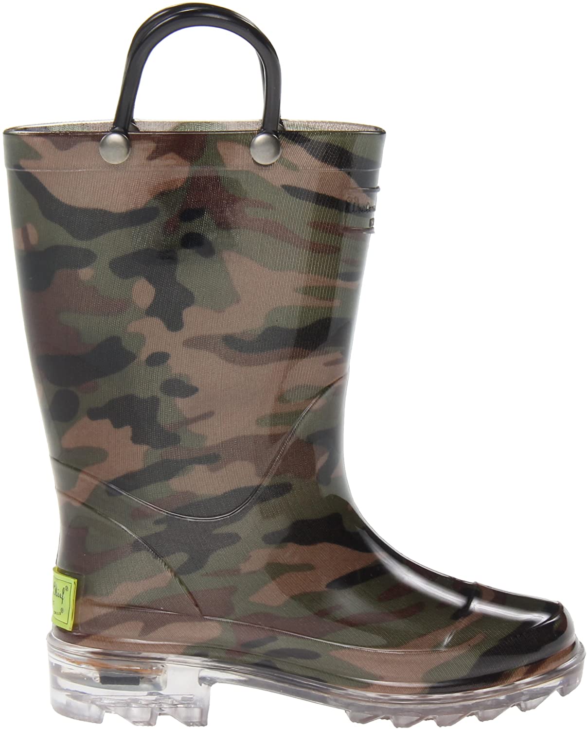 Western Chief Kids' Waterproof Rain Boots That Light Up, Camo Green