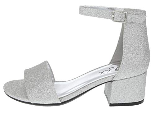 Sugar Women's Noelle Low Two Piece Block Heel Dress, Silver Glitter ...