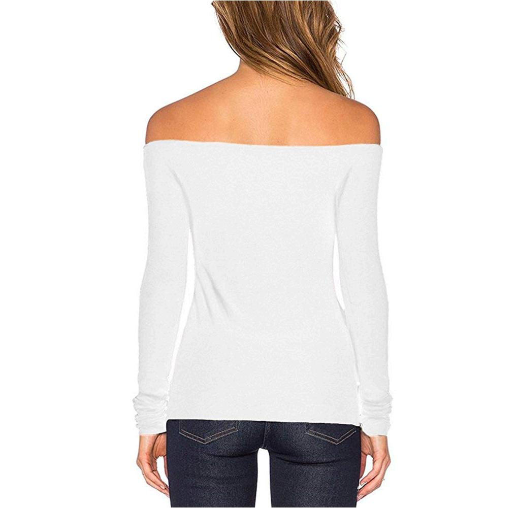 Womens Sexy Slim Fit Stretchy Off Shoulder Long Sleeve Slwhite Size