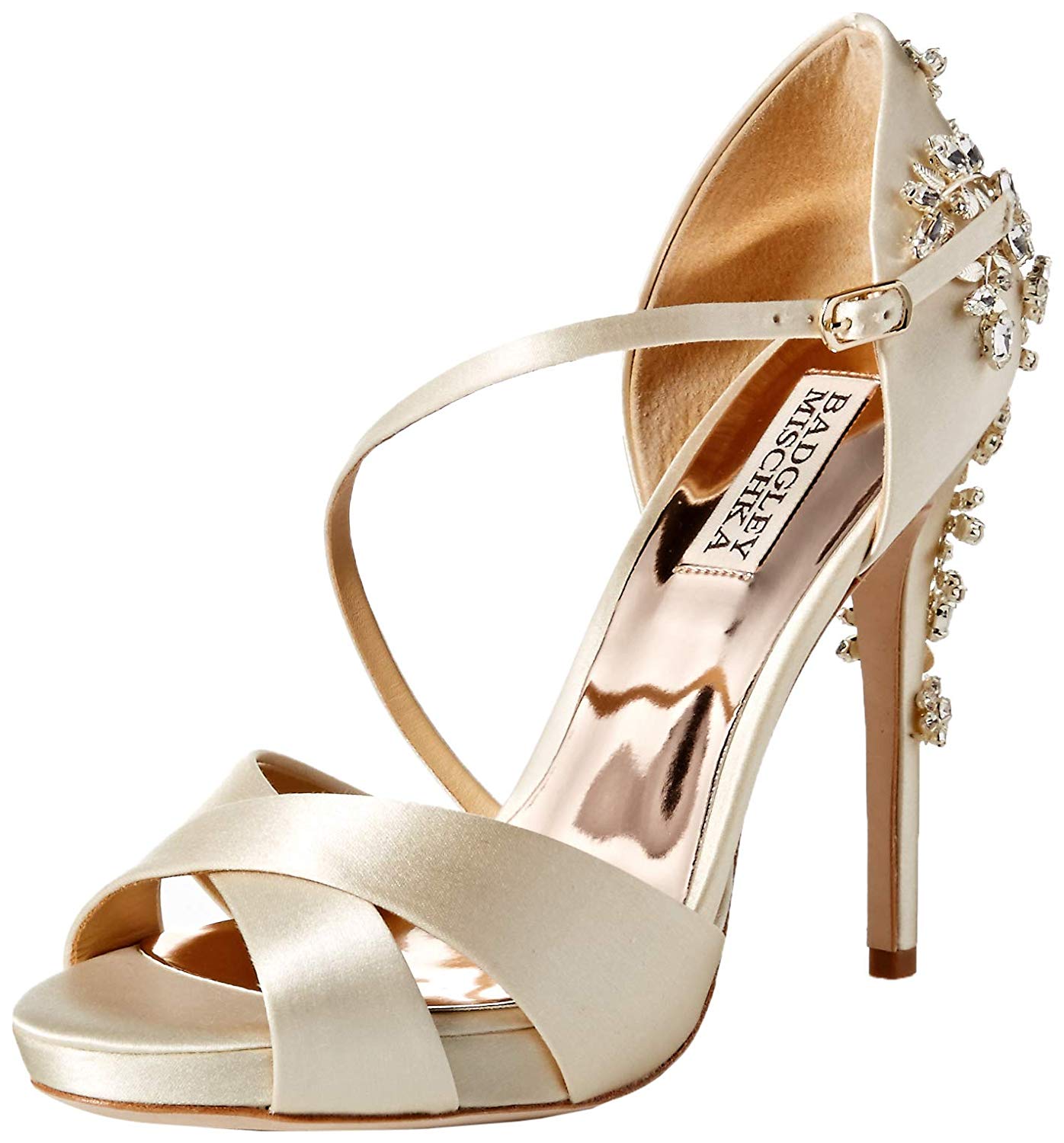 BADGLEY MISCHKA Womens Fame Open Toe Ankle Strap D-orsay, Ivory Satin ...