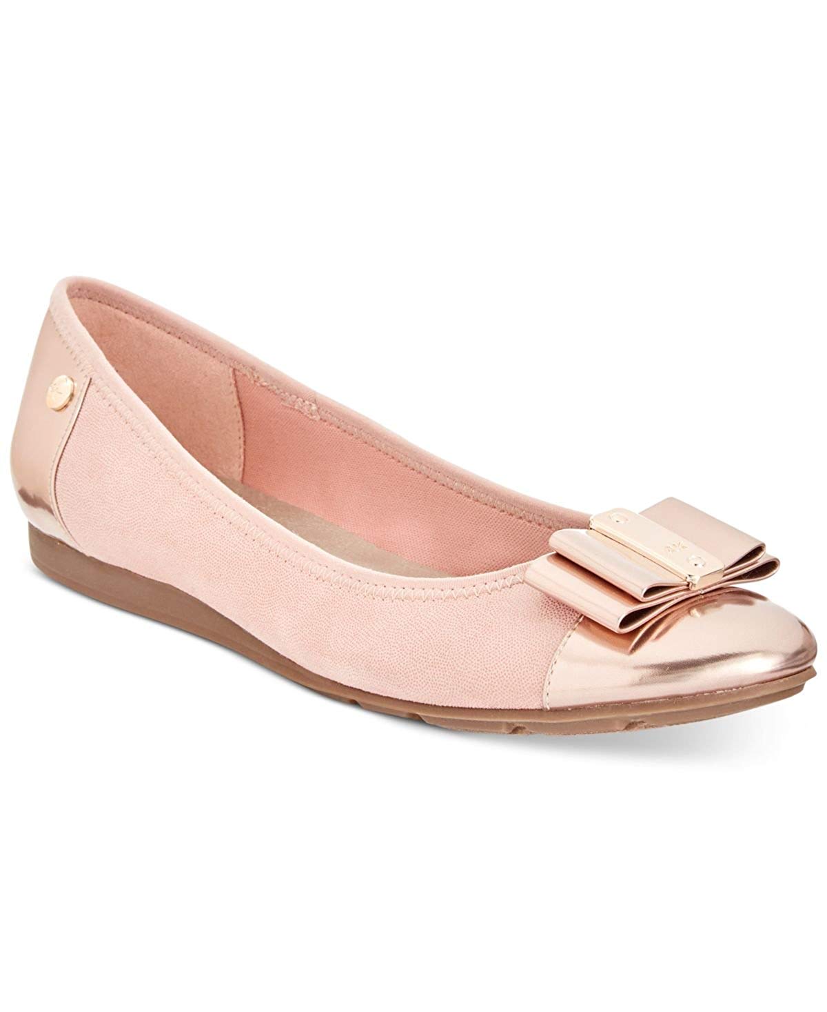 Anne Klein Womens Aricia Fabric Closed Toe Ballet Flats, Pink, Size 9.0 ...