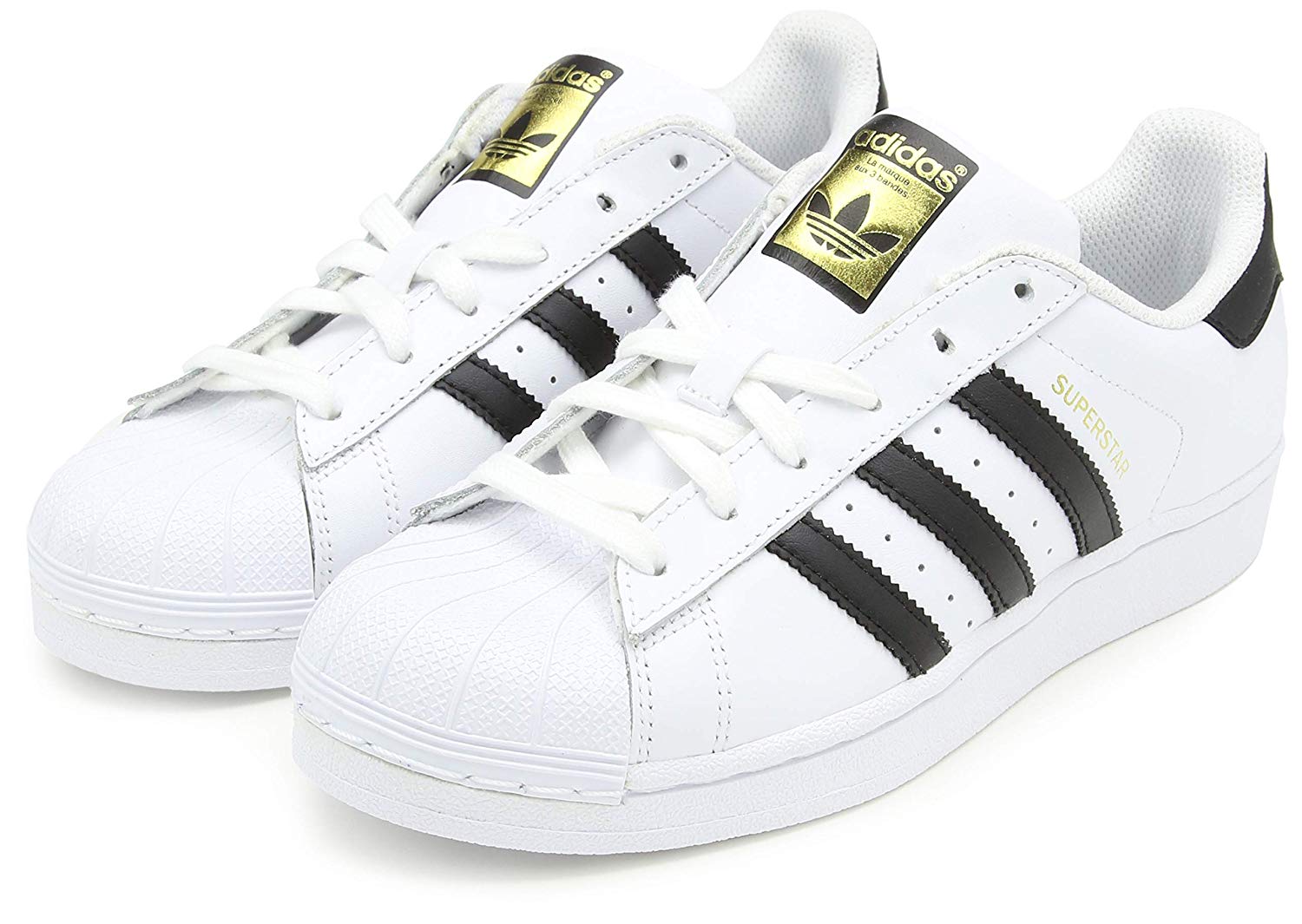 Kids Adidas Girls Superstar Leather Low Top Lace Up Fashion, Black ...
