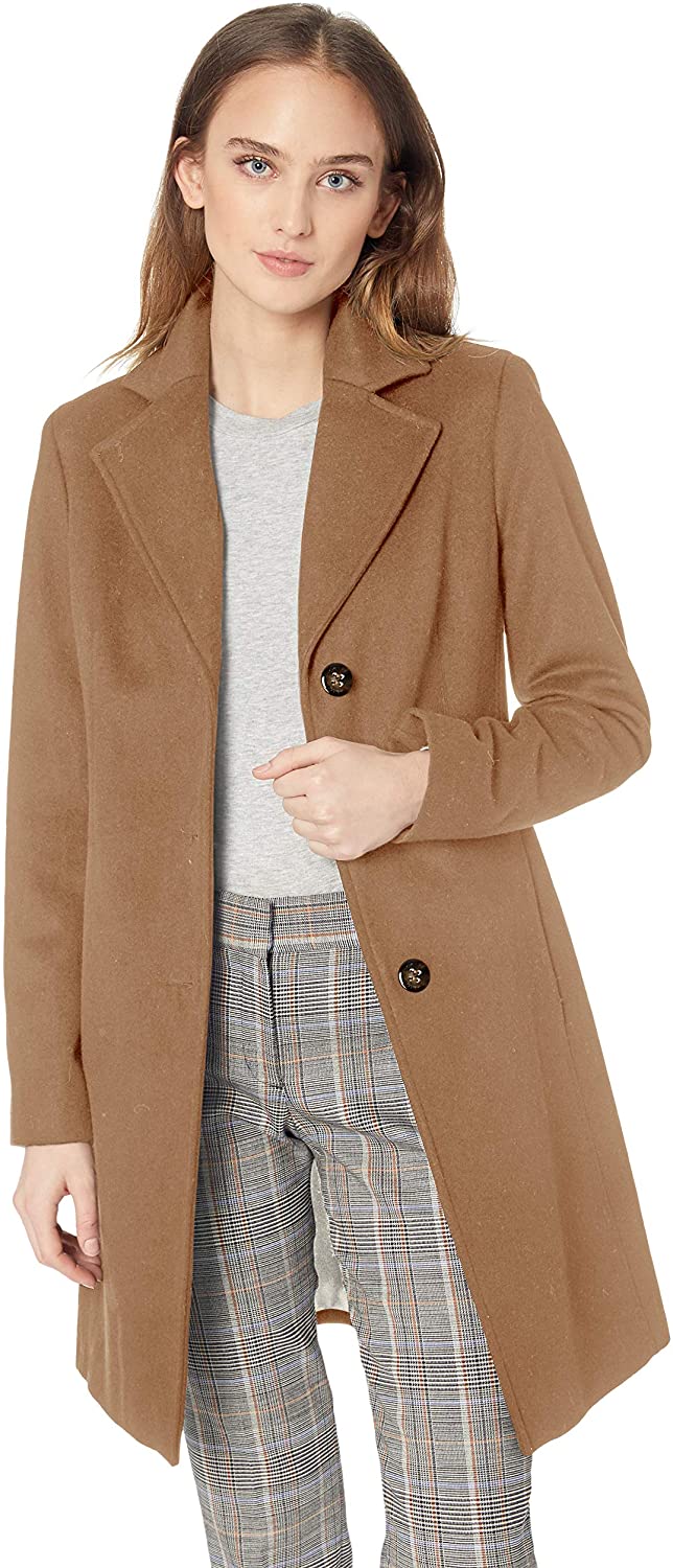 calvin klein women's classic cashmere wool blend coat camel