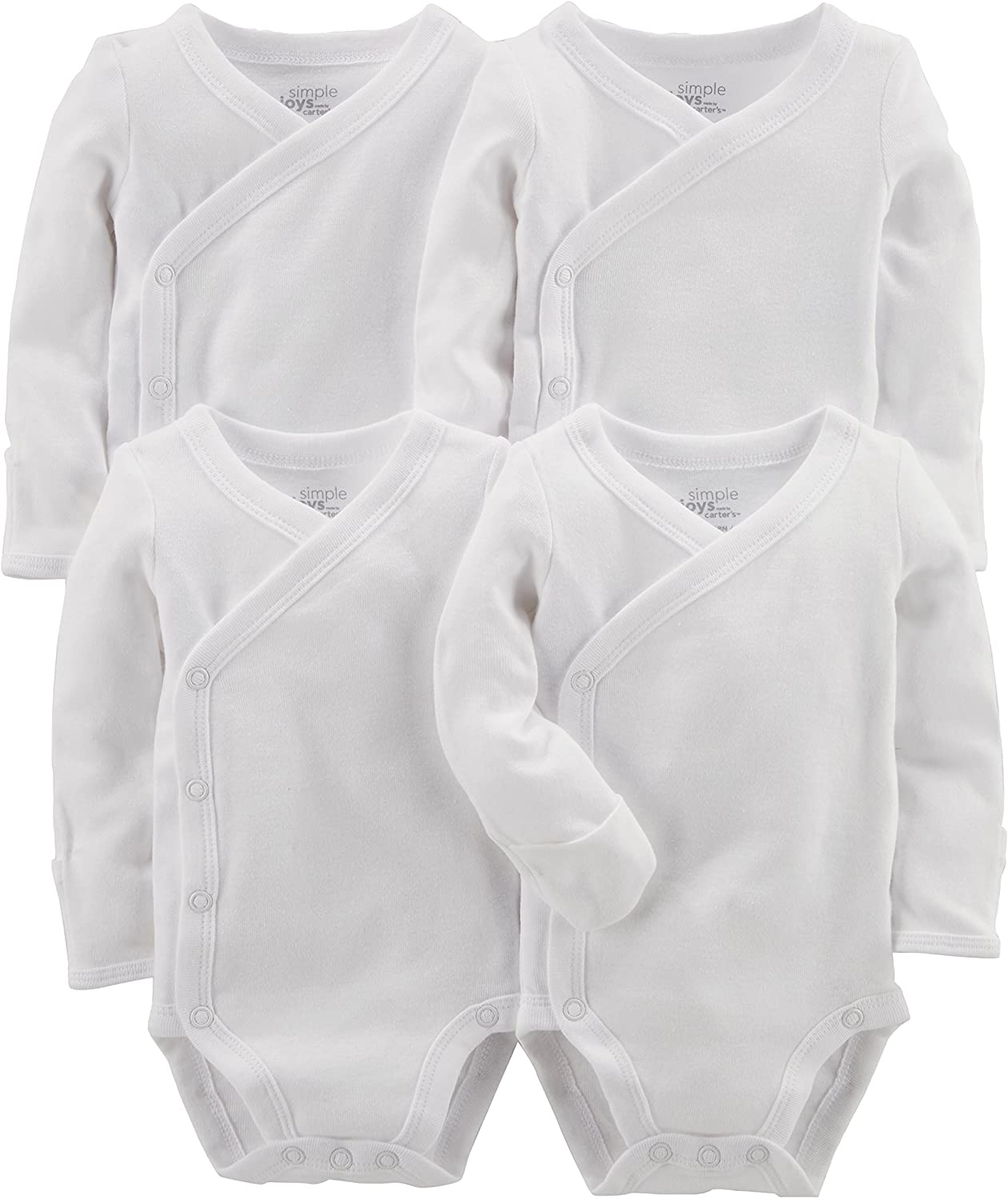 Simple Joys by Carter's Baby 4Pack Side Snap Bodysuit, White, Size lIRa eBay