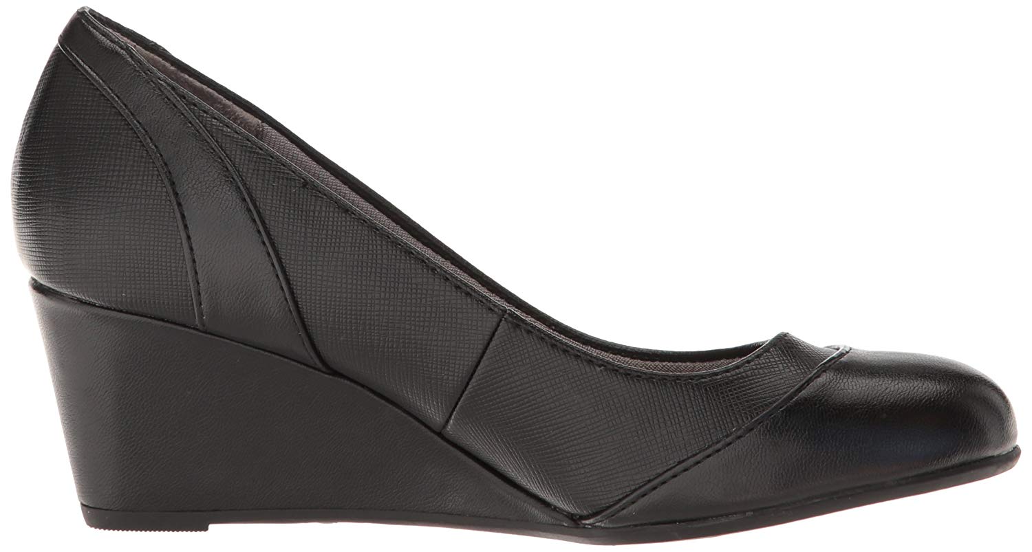 LifeStride Womens Dreams Leather Closed Toe Wedge Pumps, Black, Size 9.