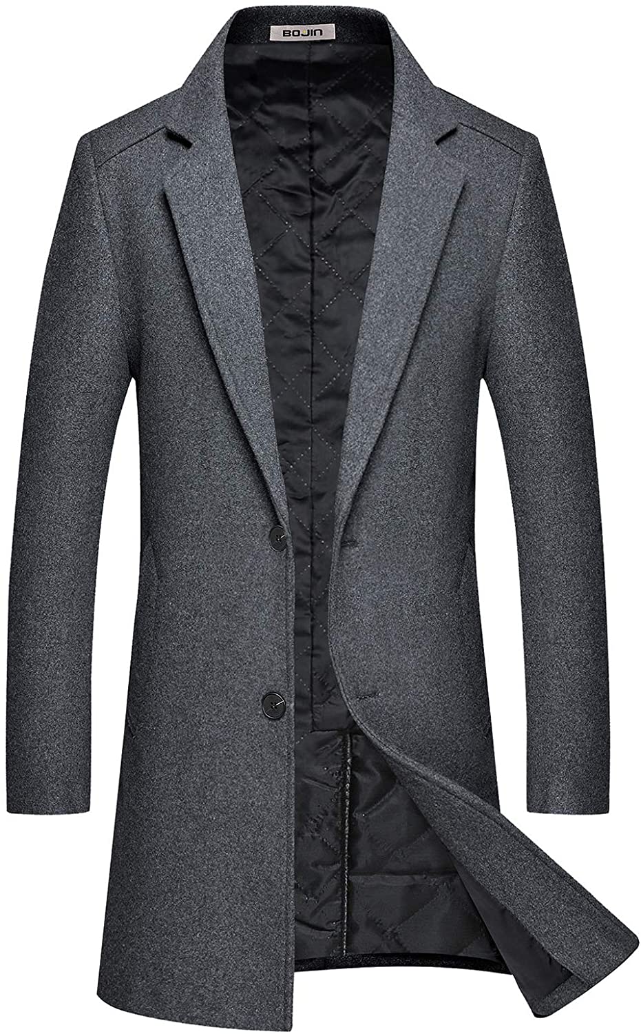 Mens Trench Coat Wool Blend Top Pea Coat Winter Long, A03 Gray, Size ...