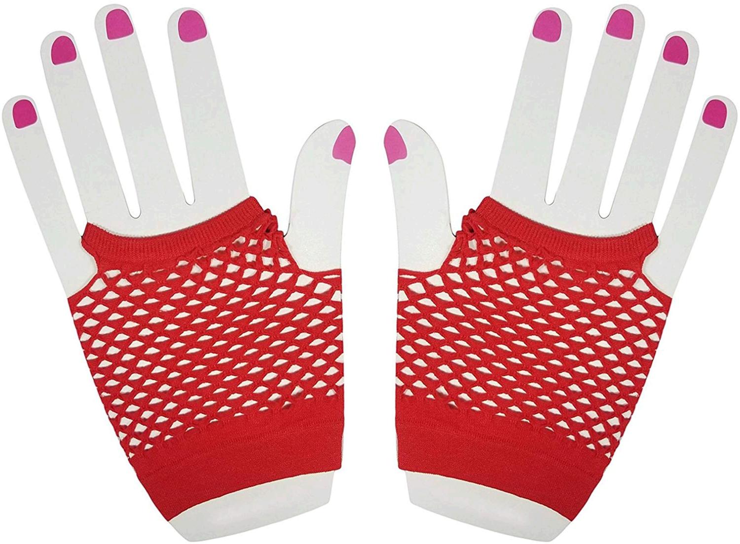 Neon Fingerless Gloves Diva Punk Wrist Glove 80's, 12 Pairs