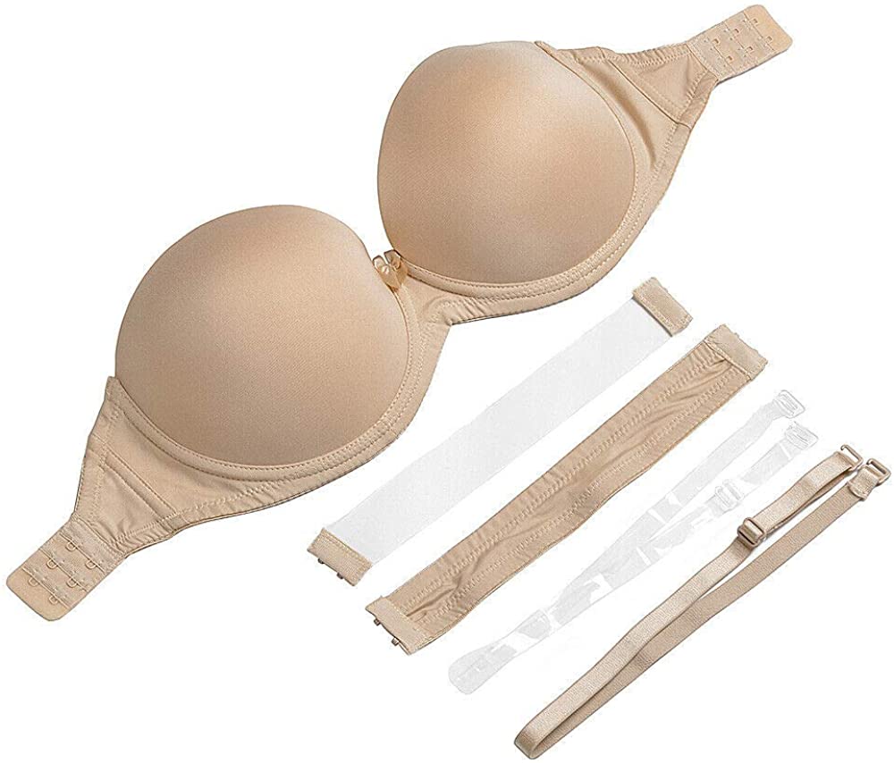 plusexy Womens Strapless Underwire Bra Push Up Invisible