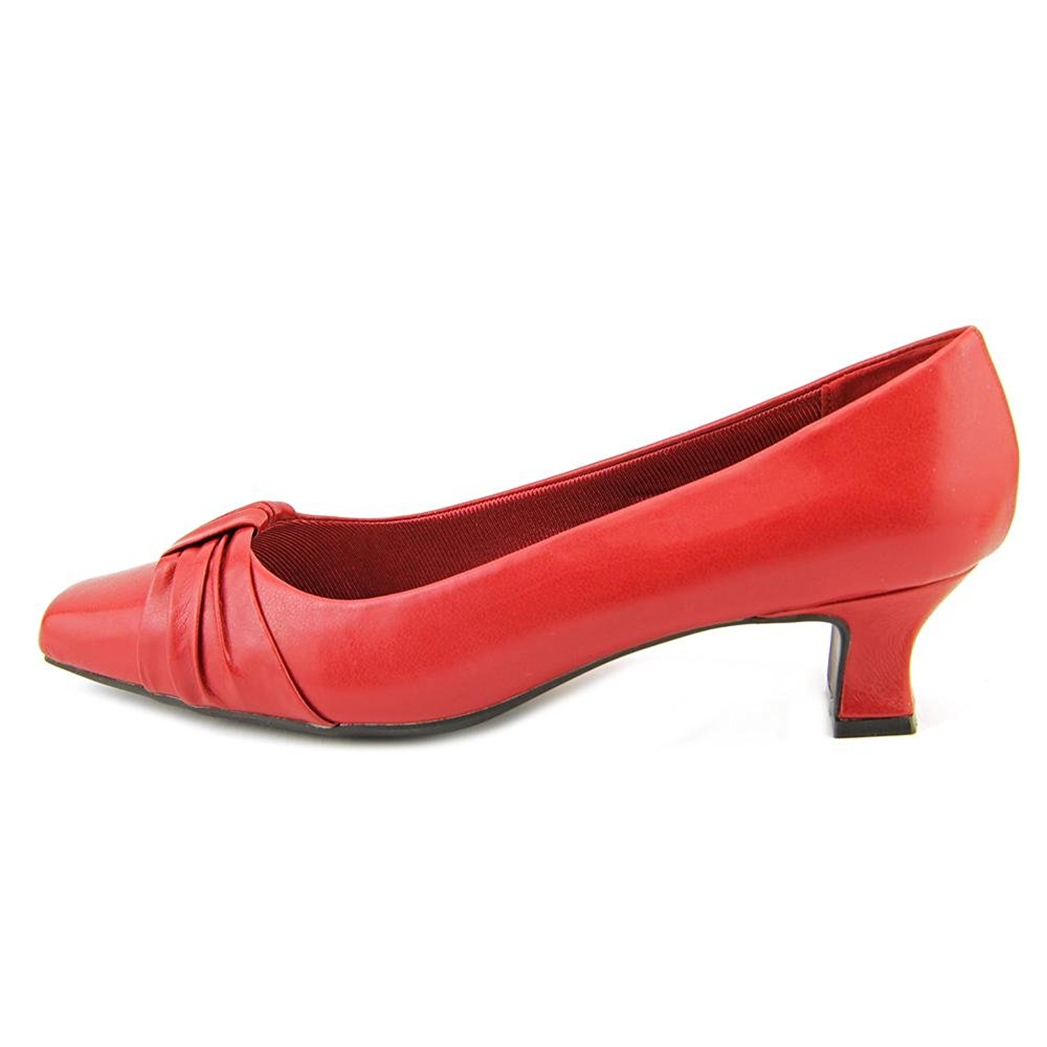 red closed toe pumps