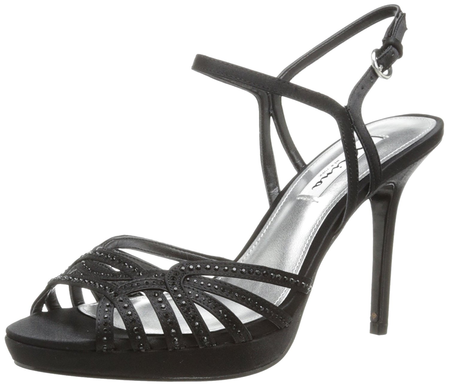 Nina Womens Flirty Open Toe Casual Ankle Strap Sandals Black Size 95 Nina Womens Flirty Open Toe Casual Ankle Strap Sandals Black Size 95