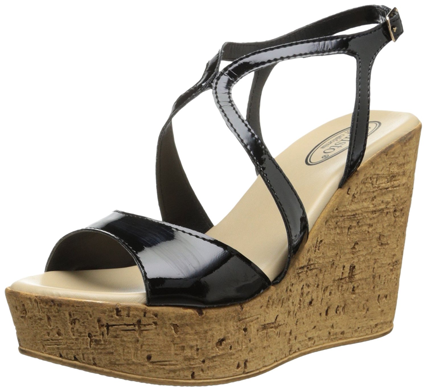 Callisto Womens Elliot Open Toe Casual Platform Sandals Black Patent Size 100 Callisto Womens Elliot Open Toe Casual Platform Sandals Black Patent Size 100