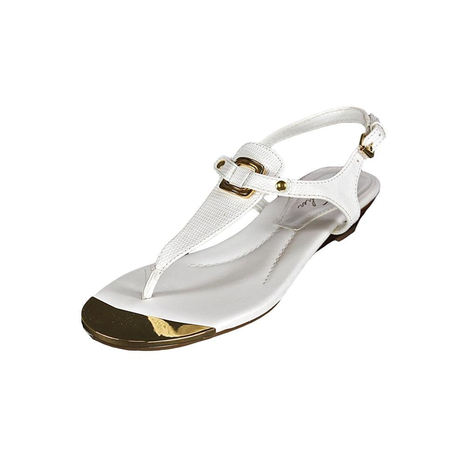 Marc Fisher Womens Barria Leather Split Toe Casual TStrap White Size 50 Marc Fisher Womens Barria Leather Split Toe Casual TStrap White Size 50