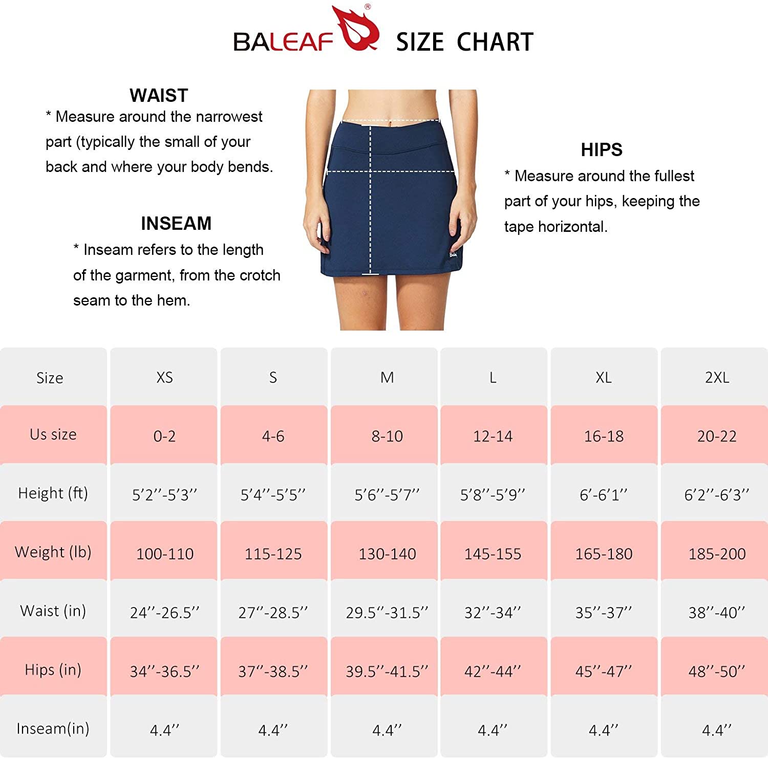 BALEAF Women's Athletic Skorts Lightweight Active Skirts, Navy, Size X ...