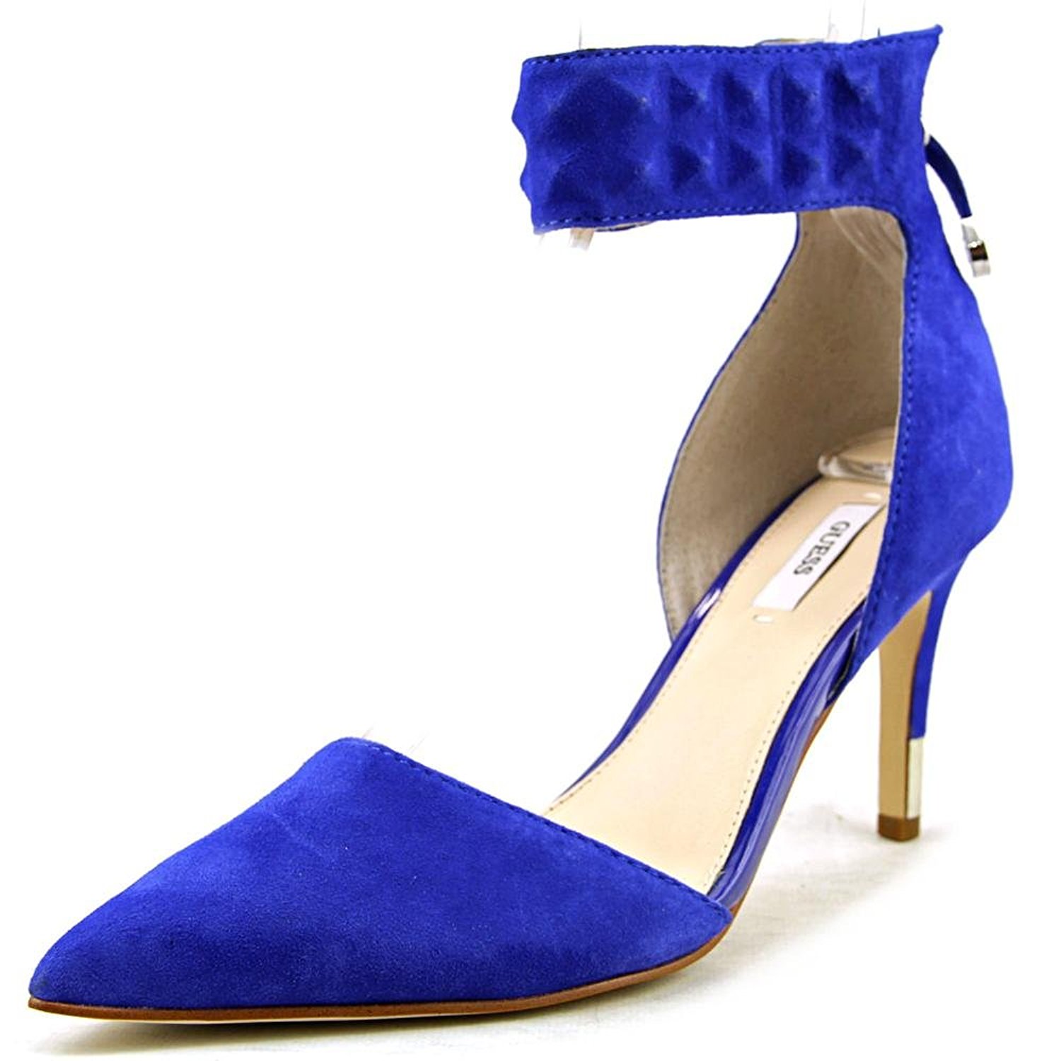 GUESS Womens Evanne Leather Pointed Toe Ankle Strap Dorsay Blue Size 10.0 ksi GUESS Womens Evanne Leather Pointed Toe Ankle Strap Dorsay Blue Size 10.0 ksi