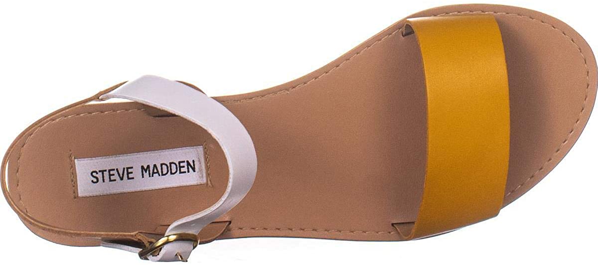 Steve Madden Womens DONDDI Leather Open Toe Casual Slide, Yellow Multi, Size 9.5 | eBay