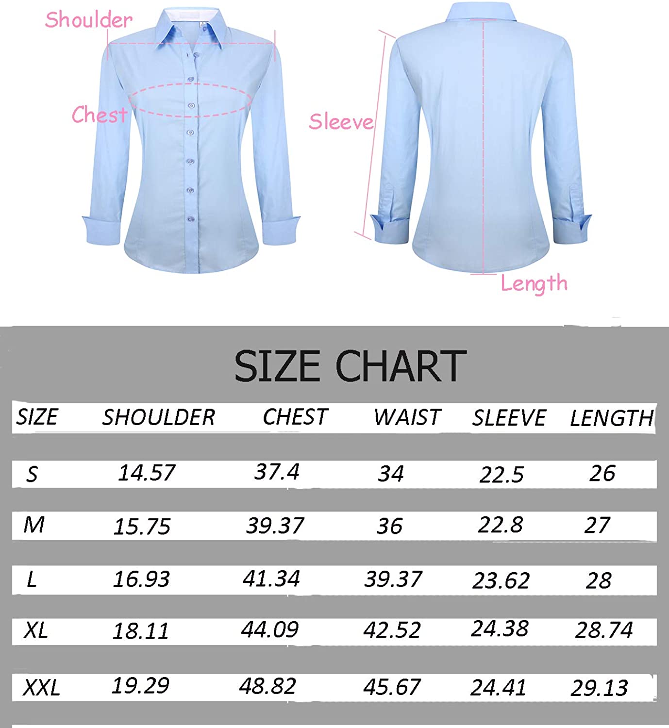 Esabel.C Womens Button Down Shirts Long Sleeve Regular Fit, Blue, Size ...