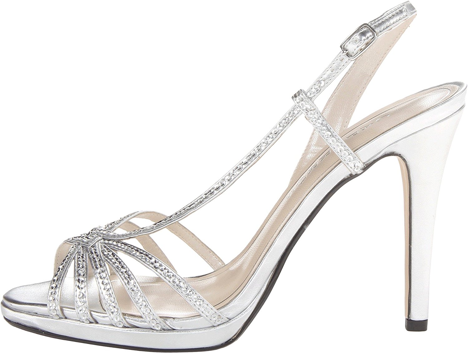 Caparros Womens Kathleen Open Toe Bridal Strappy Silver Metallic Size 95 Caparros Womens Kathleen Open Toe Bridal Strappy Silver Metallic Size 95