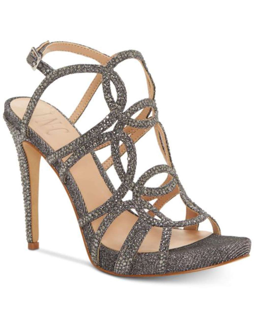 INC International Concepts Womens RAIZEL Fabric Open Toe Formal Ankle Strap S...