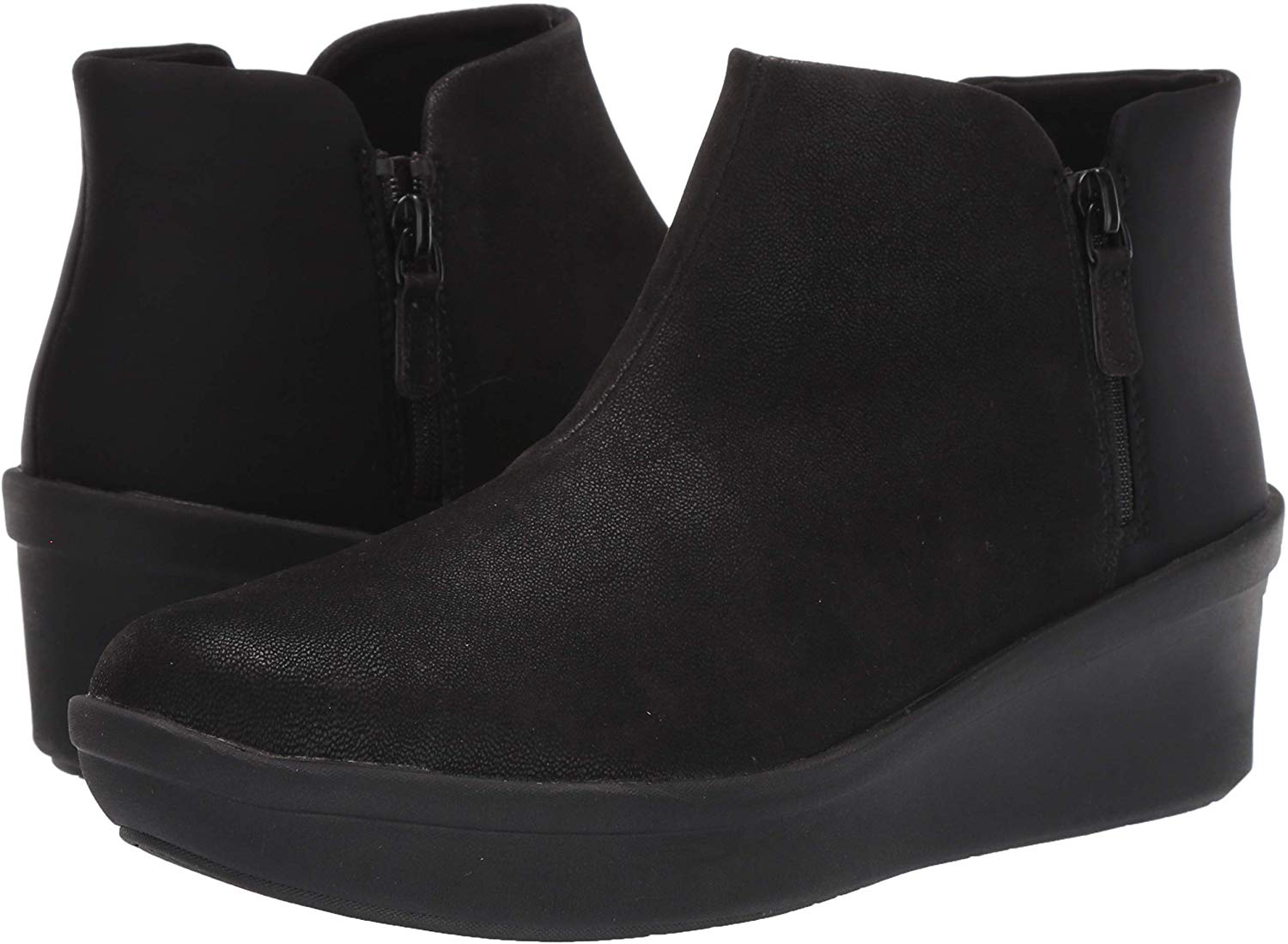 Clarks Women's Shoes Step Rose Up Leather Closed Toe, Black Textile ...