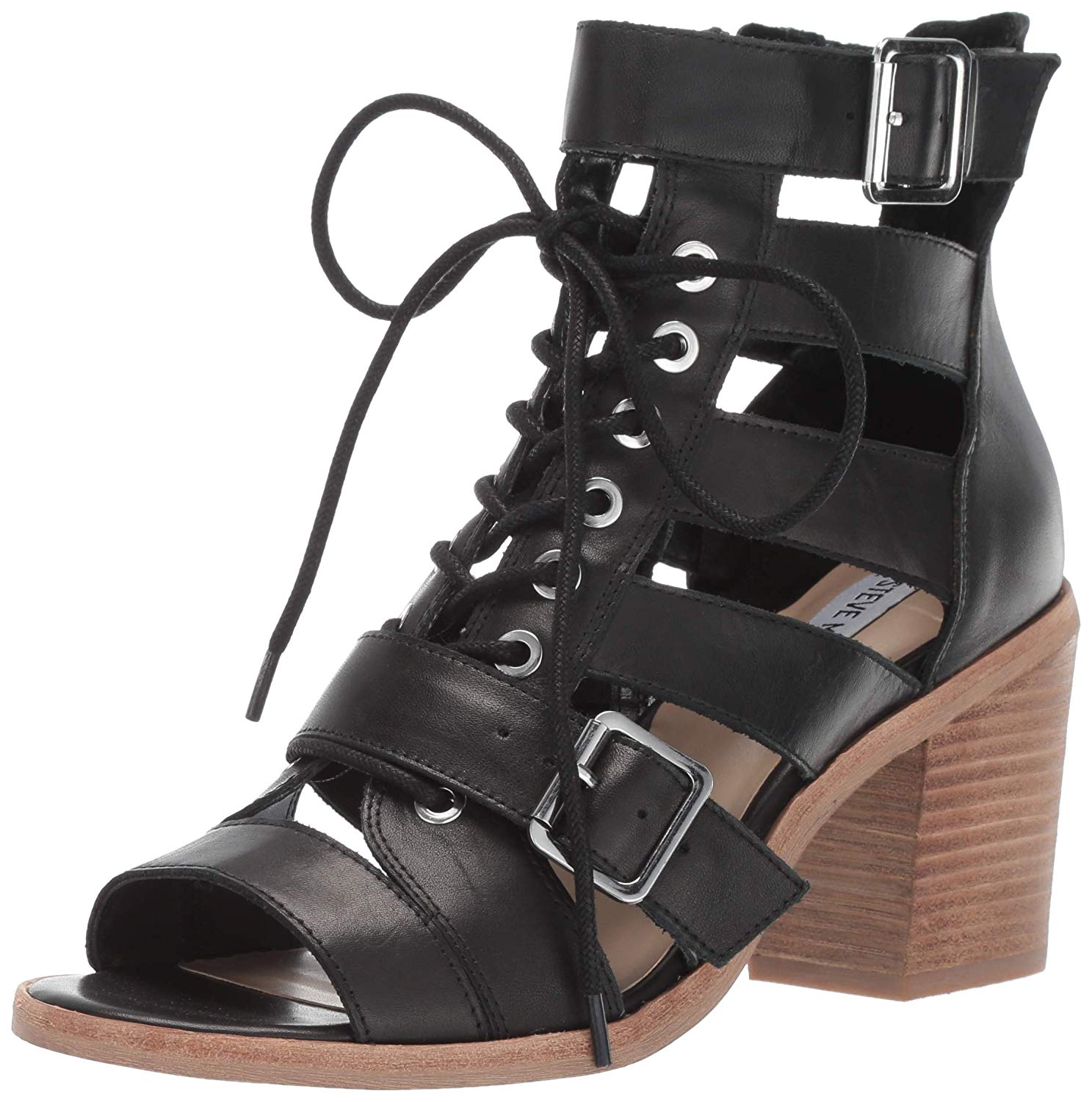 steve madden black open toe heels