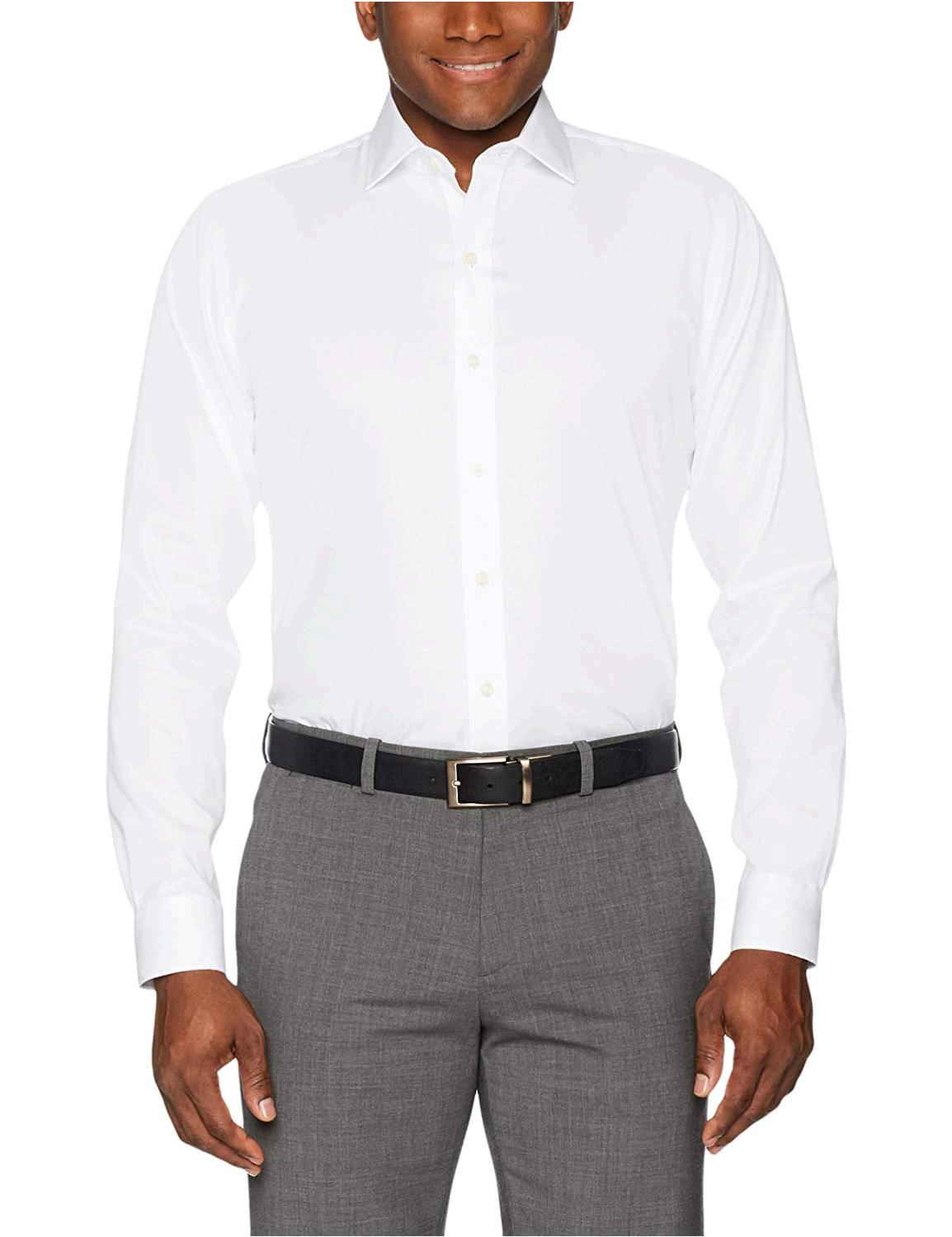 BUTTONED DOWN Men's Slim Fit Spread-Collar Non-Iron Dress, White, Size