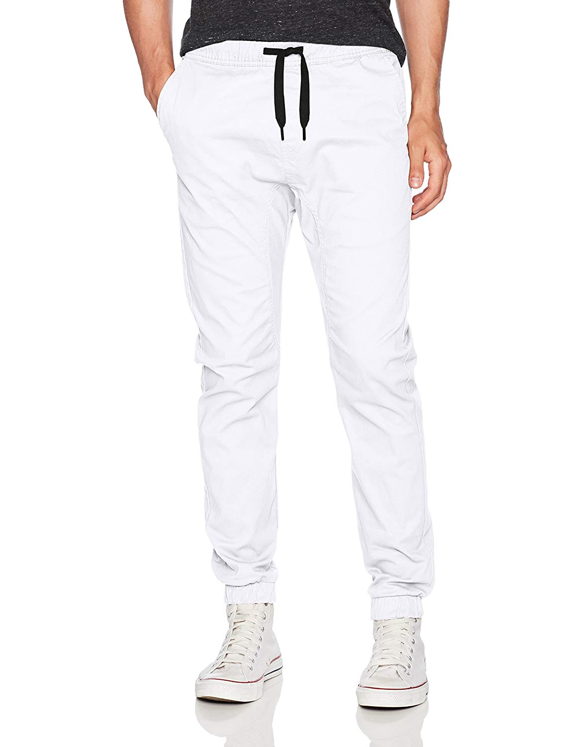 WT02 Men's Jogger Pants in Basic Solid Colors and, White(all Season ...