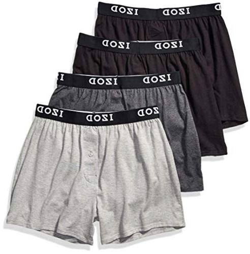 Izod Men's 4 Pack Knit Boxer, Black/Charcoal, Black, Size Large oScv | eBay