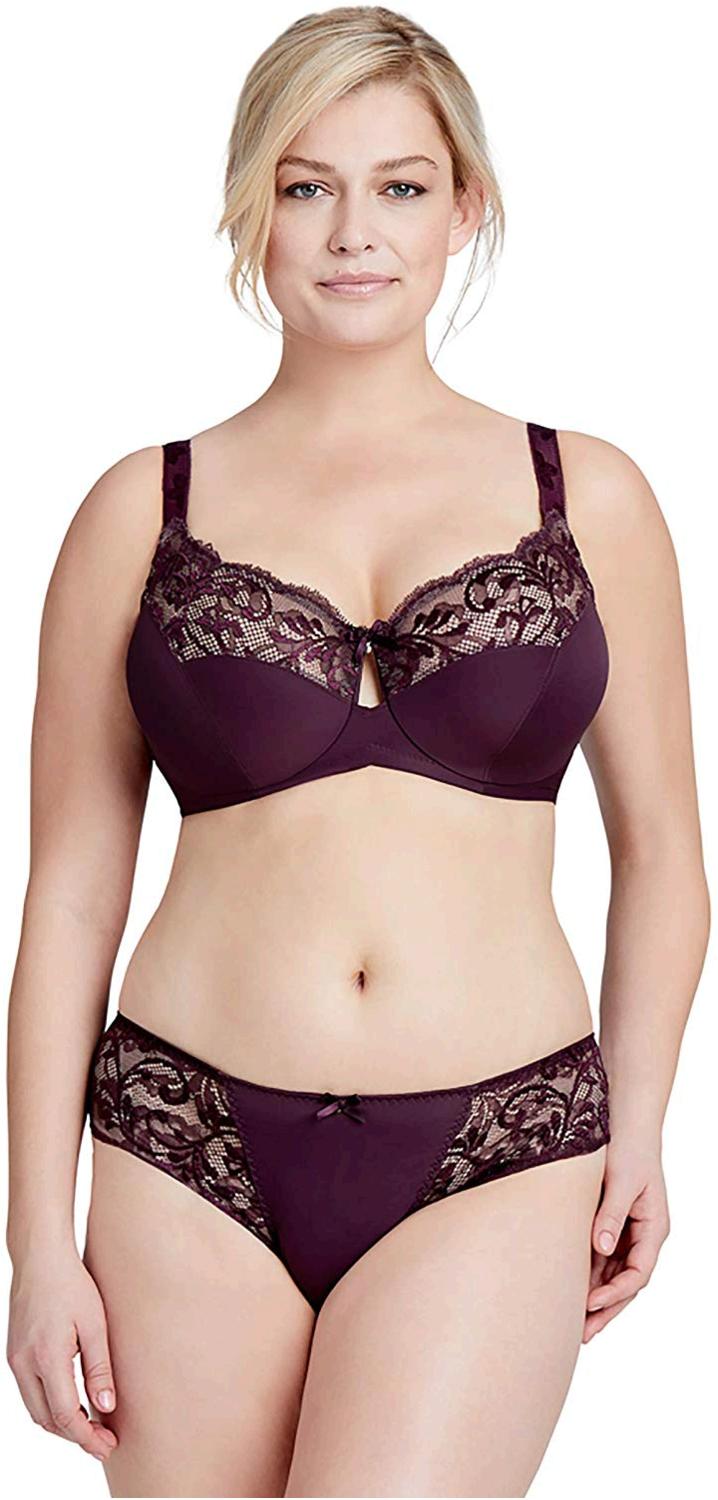 Bramour By Glamorise Womens Full Figure Plus Size Luxury Black Plum 6600