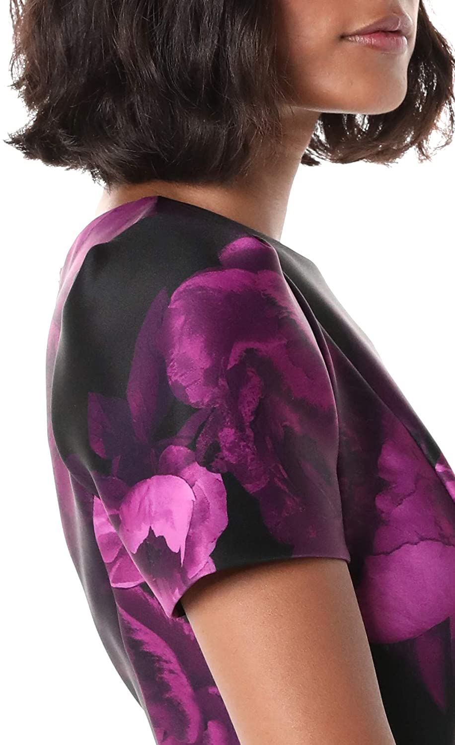 Calvin Klein Women's Short Sleeved Sheath with, Aubergine Floral, Size ...