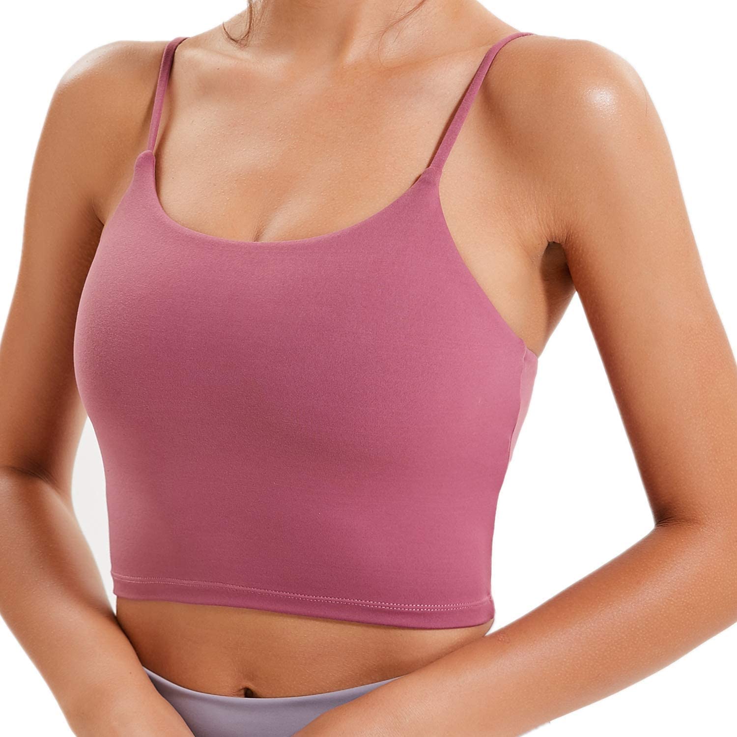 lemedy women sports bra longline crop tank top padded workout running yoga