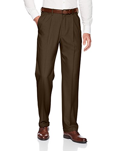 haggar men's premium comfort classic fit pleat expandable waist pant