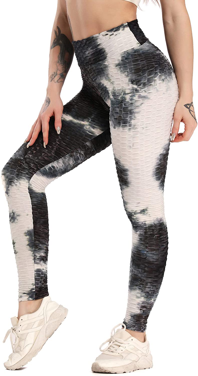 Fittoo Womens High Waist Textured Workout Leggings Booty 1 Z Ink 7376